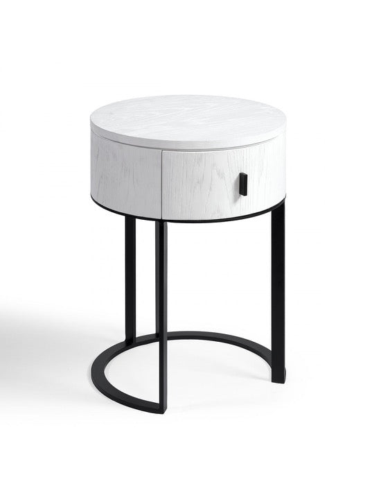 Mesa de Noche Redonda Lodja - #pino_y_jacaranda#