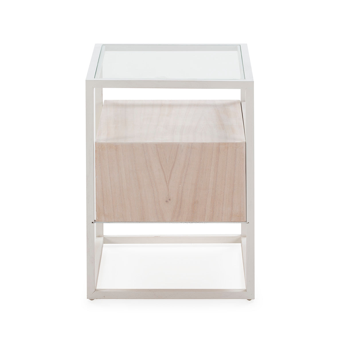 Mesita de noche de cristal y madera Errenteria