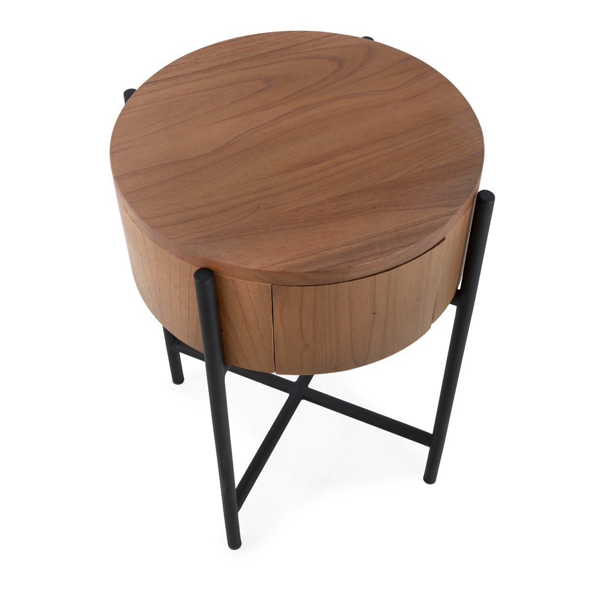 Mesita de noche de madera de cedro y metal Santafé