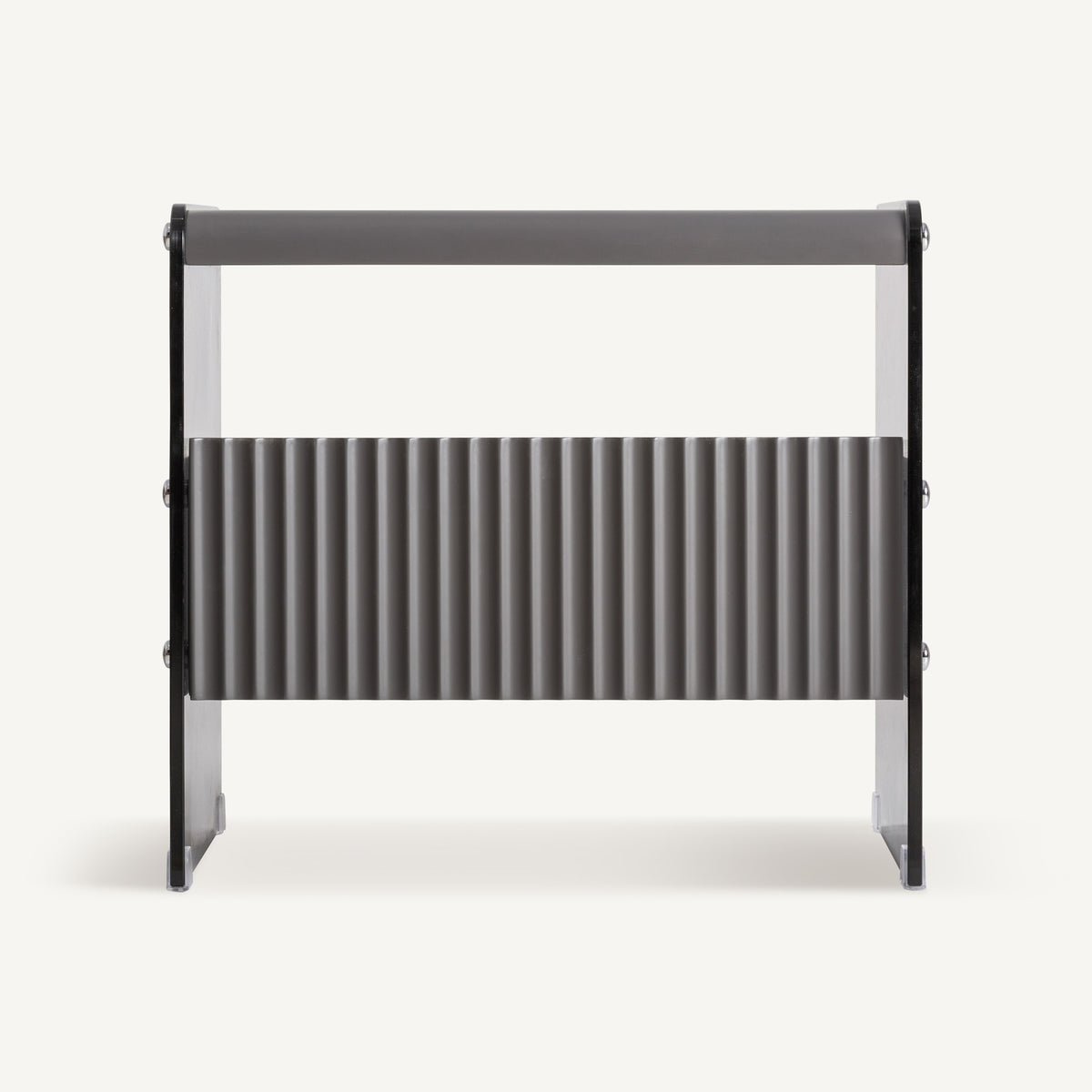 Mesita de noche gris con vidrio Fnideq