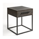 Mesita de noche de roble grisáceo y metal Hornos