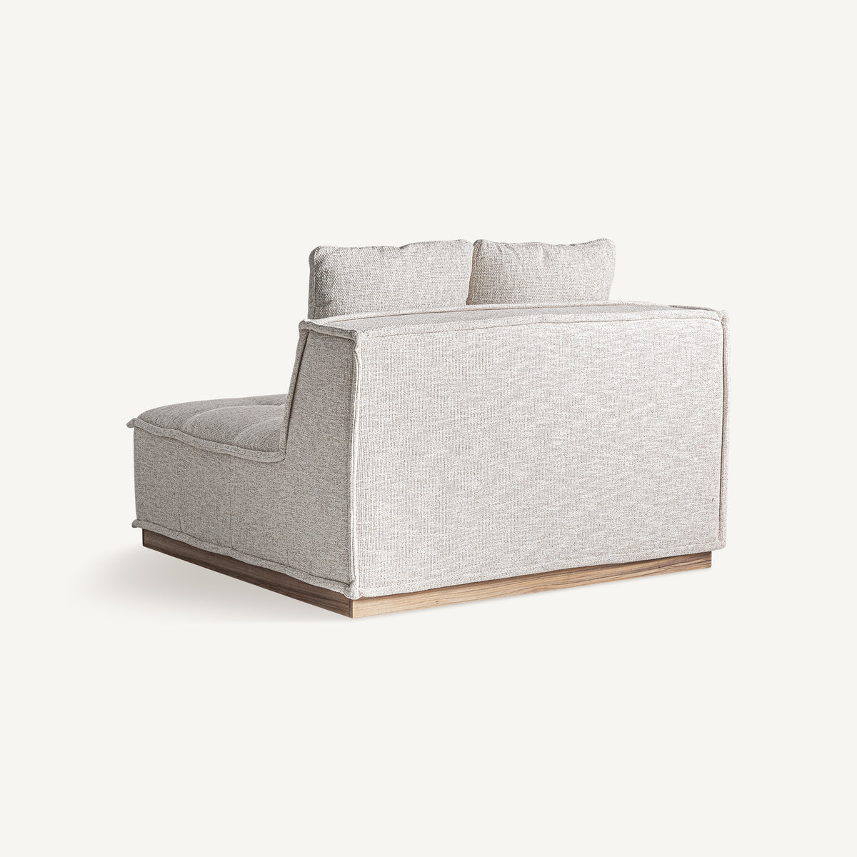 Módulo central de sofá tapizado y teca Ferragudo beige