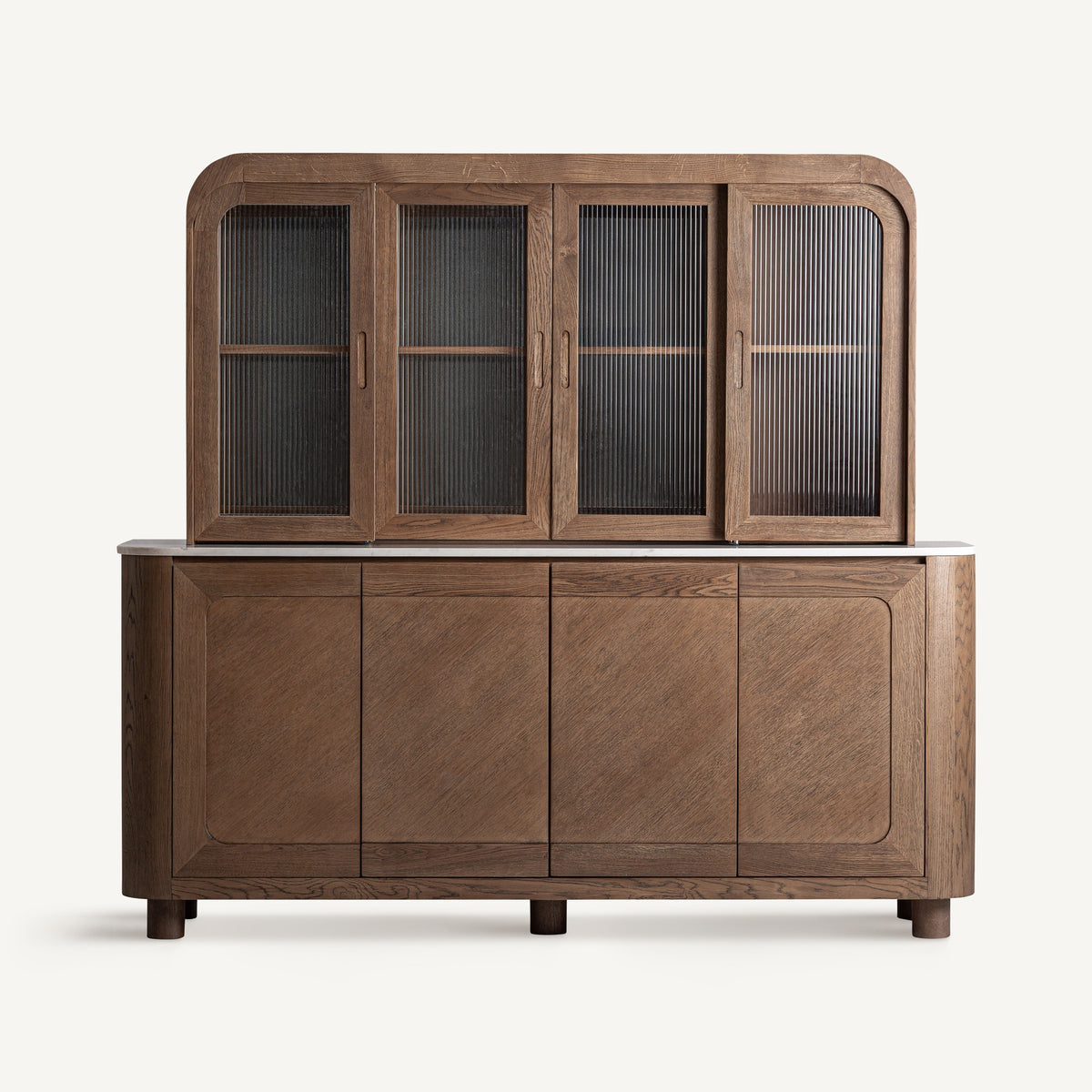 Mueble bar de roble, mármol y cristal Nazaré