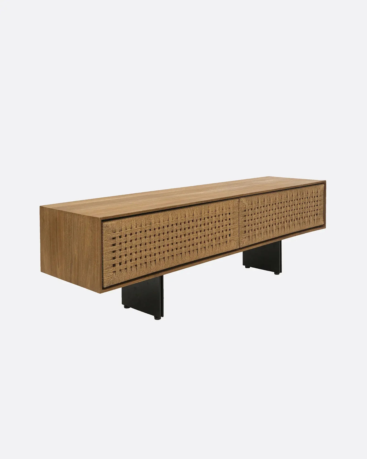 Mueble de televisión de teca reciclada y cuerda de papel Cora
