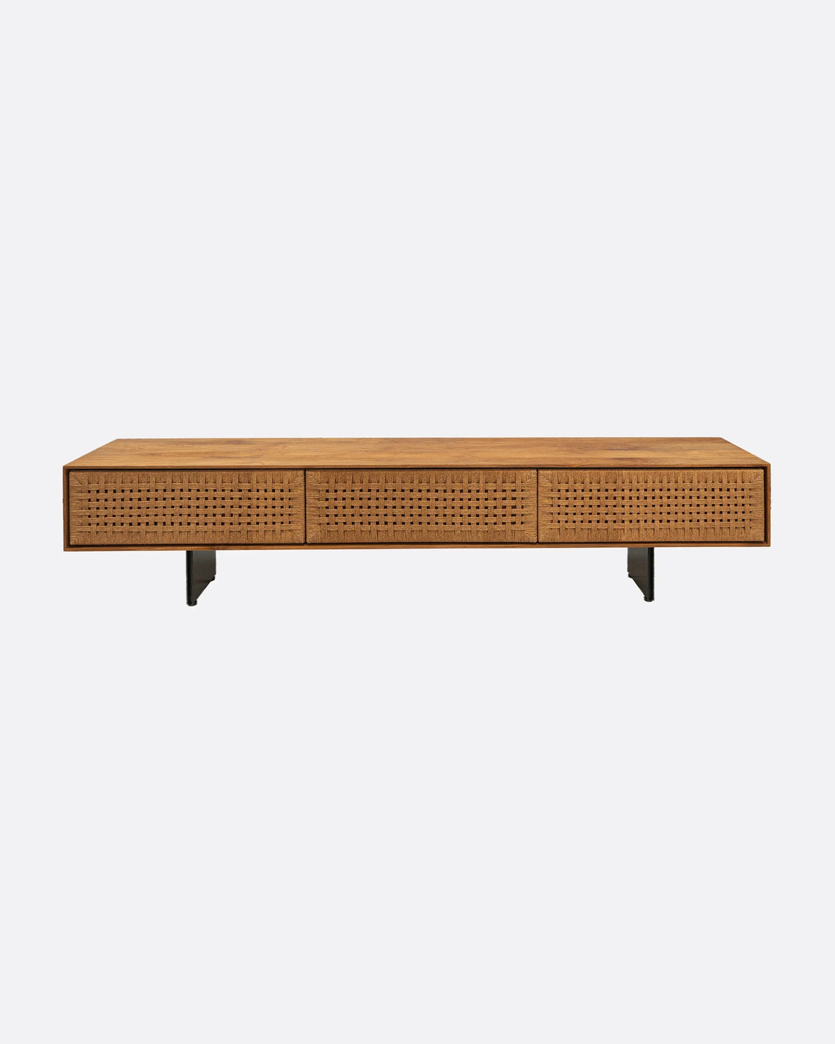 Mueble de televisión de teca reciclada y cuerda de papel Cora