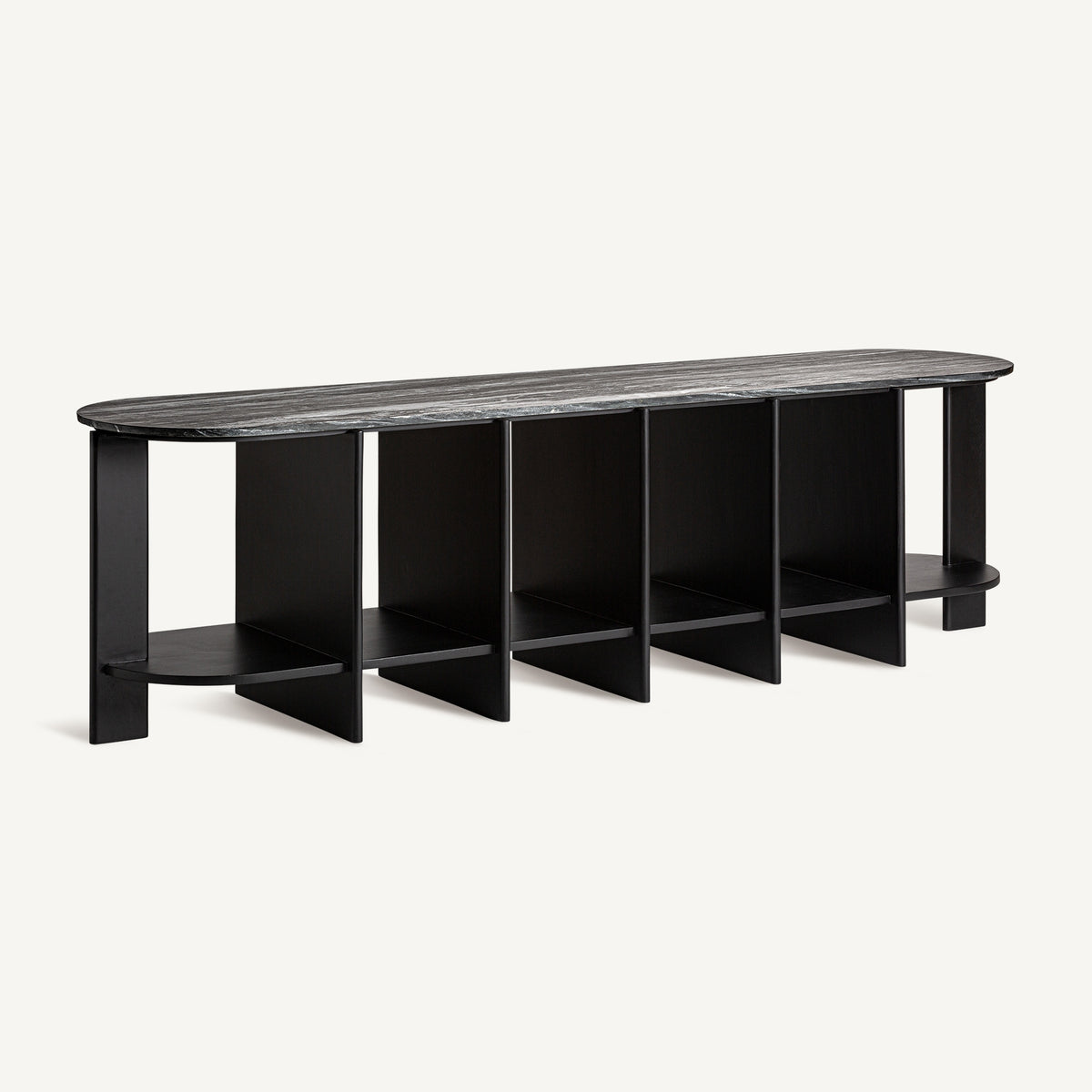 Mueble de TV de mango y mármol Palamós negro