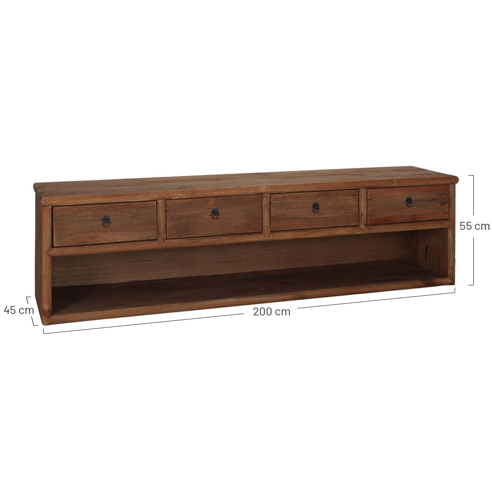 Mueble de TV de pino reciclado Antoine
