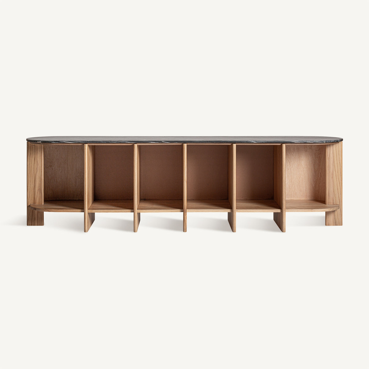 Mueble de TV de roble y mármol Palamós marrón claro