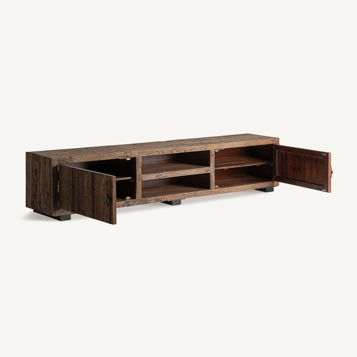 Mueble TV de madera recuperada y hierro Bordeira