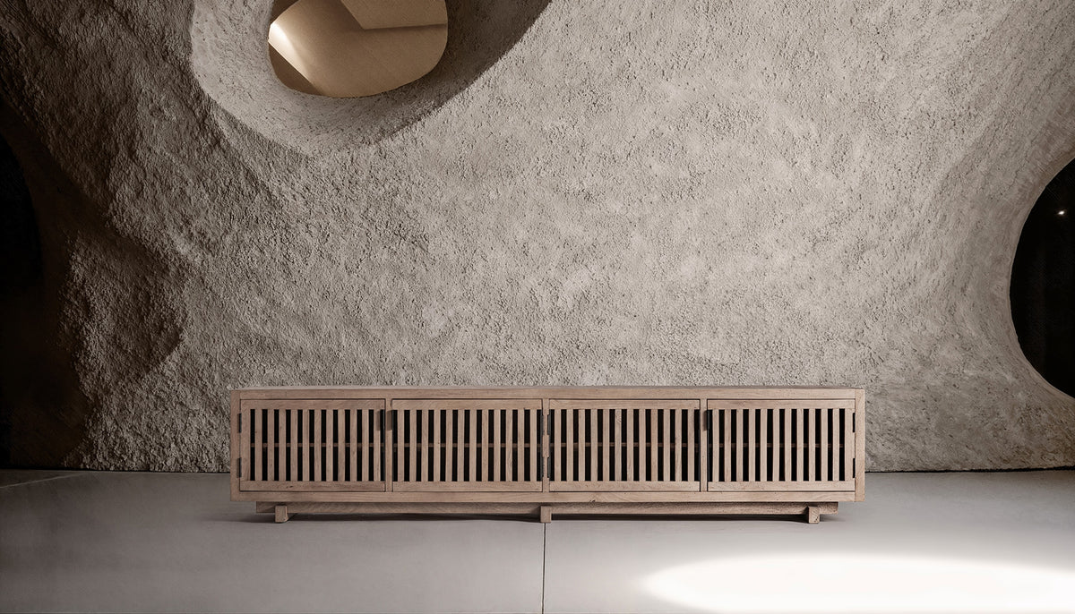Mueble TV de mango arenado Barril