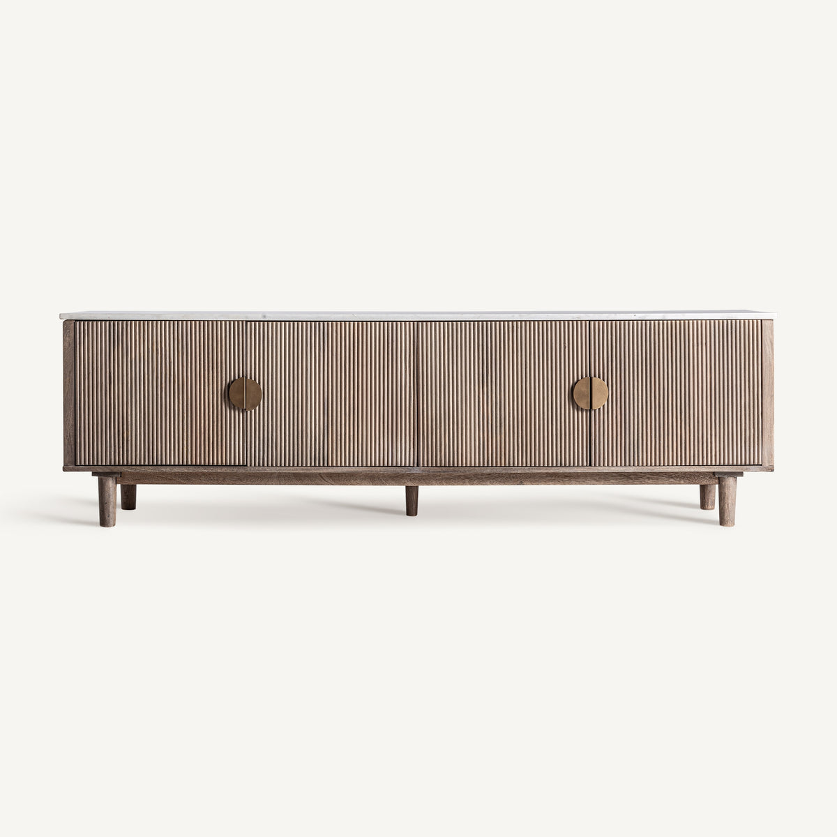 Mueble TV de mango y mármol blanco Figueirinha