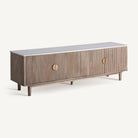 Mueble TV de mango y mármol blanco Figueirinha