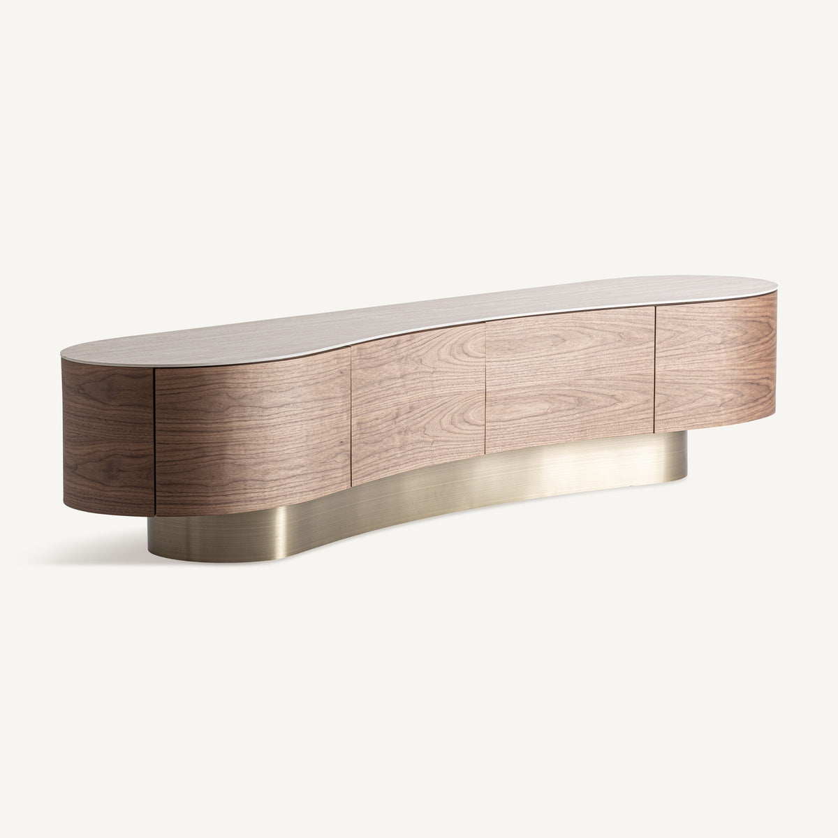 Mueble TV de porcelánico y hierro dorado Paphos