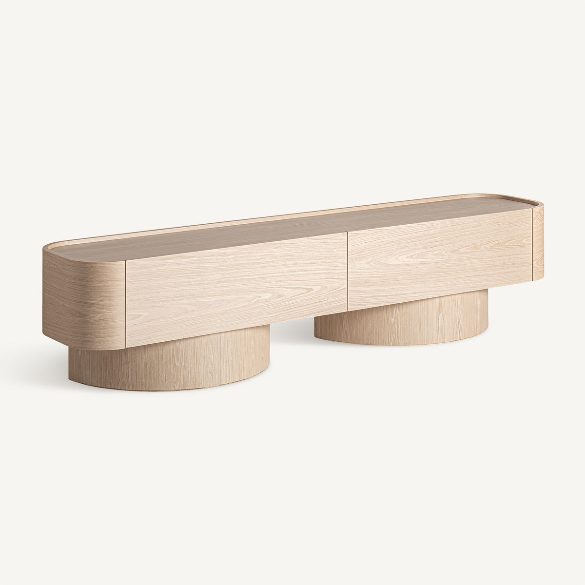 Mueble TV de roble color crema Guincho