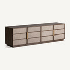 Mueble TV de roble color nogal y hierro dorado Canyamel
