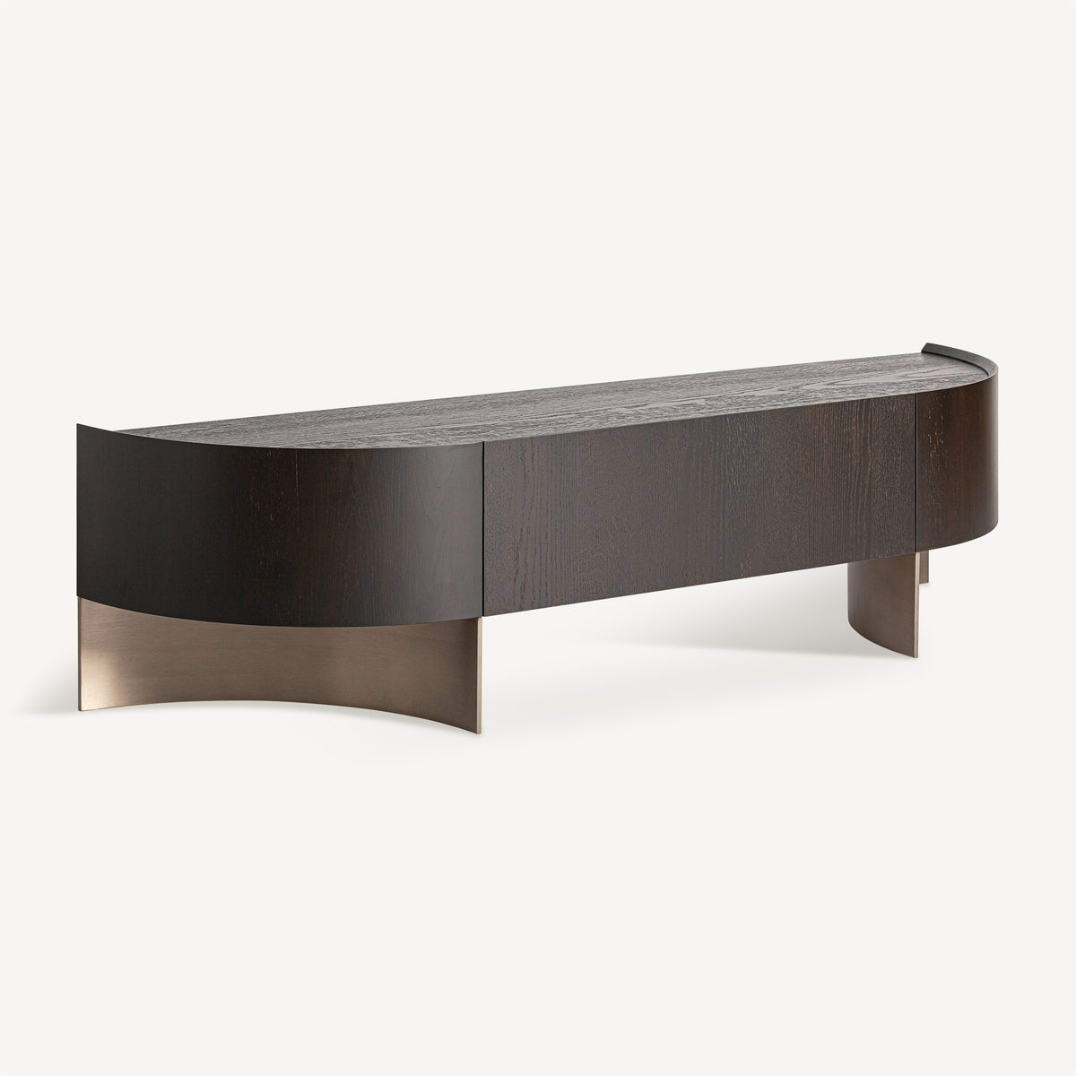 Mueble TV de roble y acero dorado Almograve