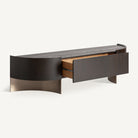 Mueble TV de roble y acero dorado Almograve