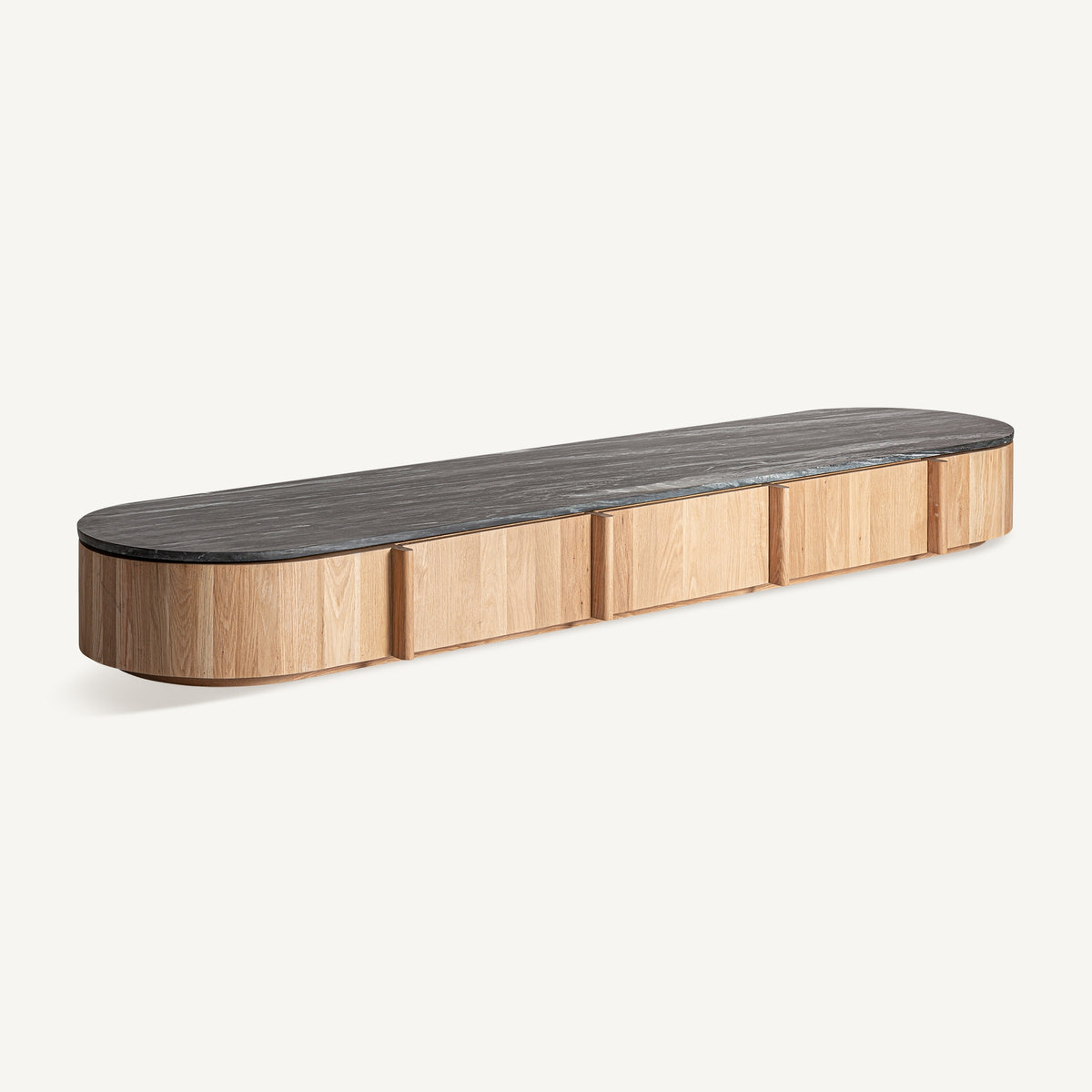Mueble TV de roble y mármol negro Lovran