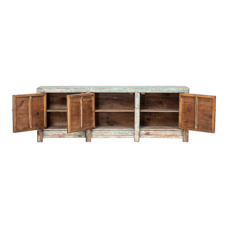 Cómoda verde de pino con 3 puertas Malva
