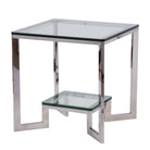 Mesa auxiliar de acero y cristal Atajate