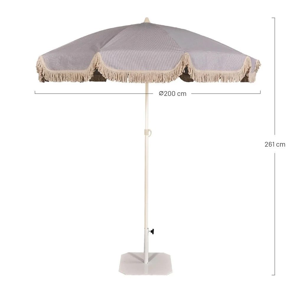 Parasol de aluminio con flecos Carlota