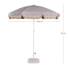 Parasol de aluminio con flecos Carlota