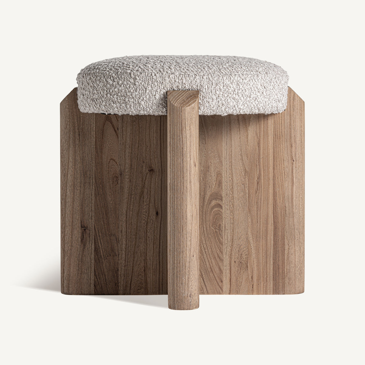 Reposapiés de olmo y poliéster Porquerolles beige