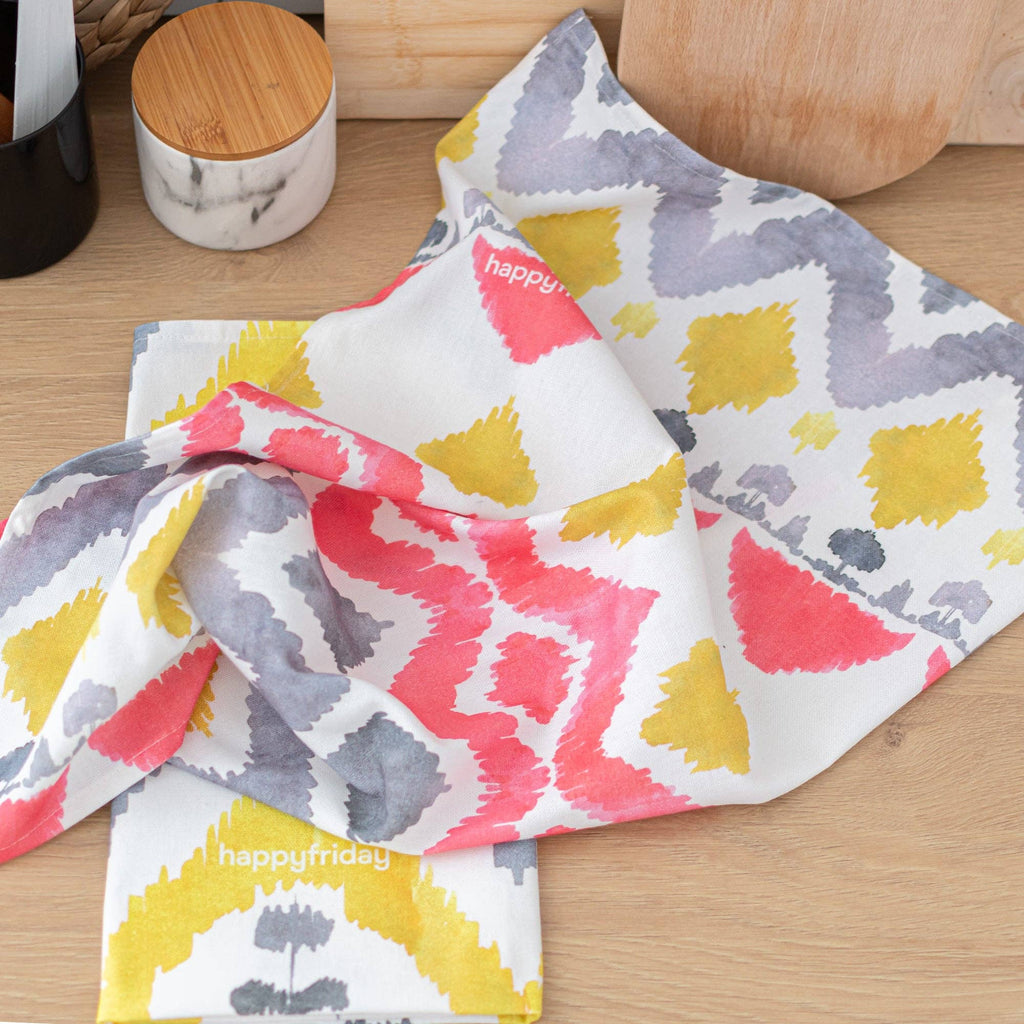 Set 2 Paños de Cocina Ikats 70x50 cm - pino_y_jacaranda