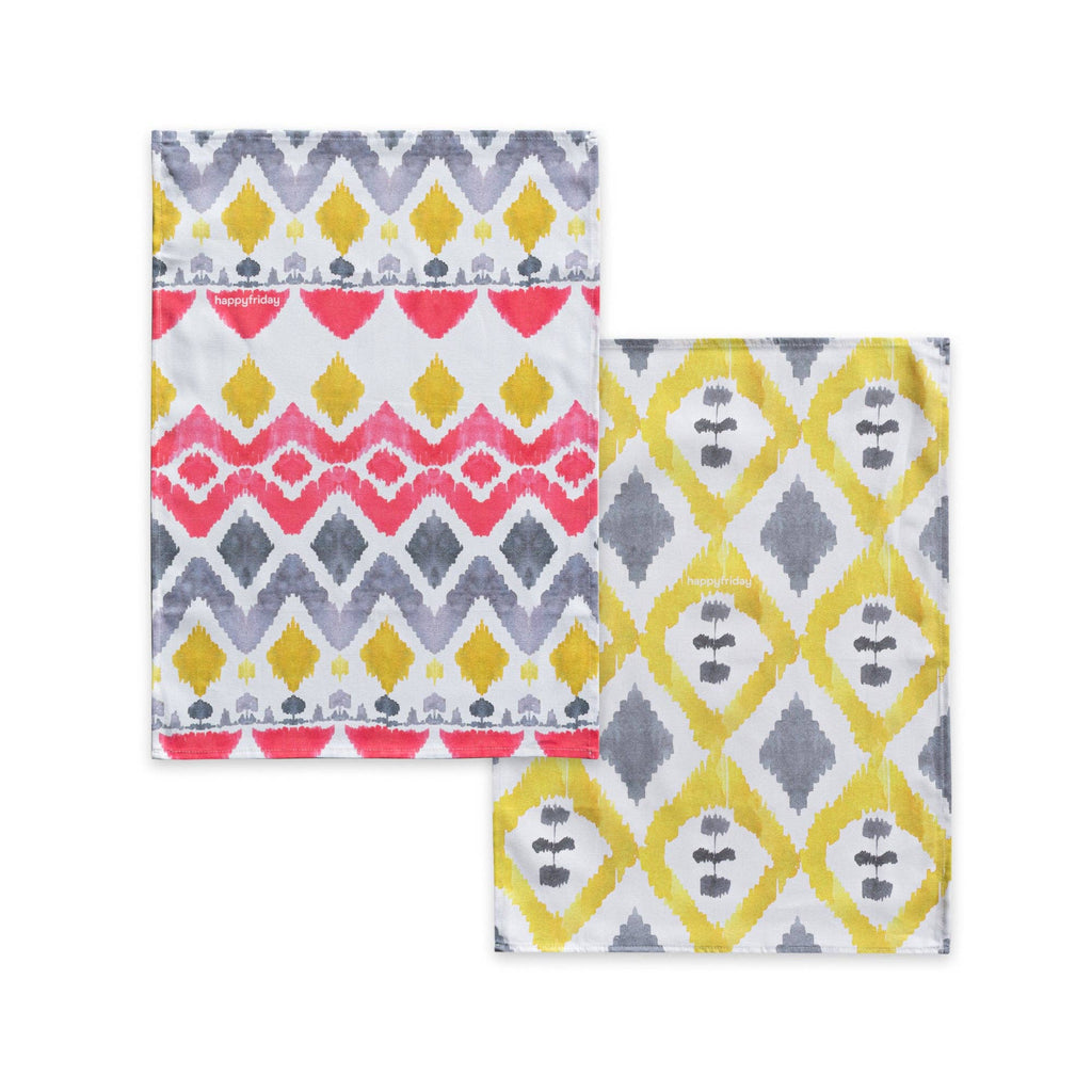 Set 2 Paños de Cocina Ikats 70x50 cm - pino_y_jacaranda