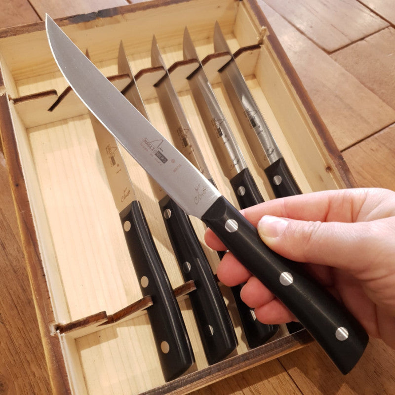 Set de 6 cuchillos chuleteros Maglionero Iside POM con caja de madera