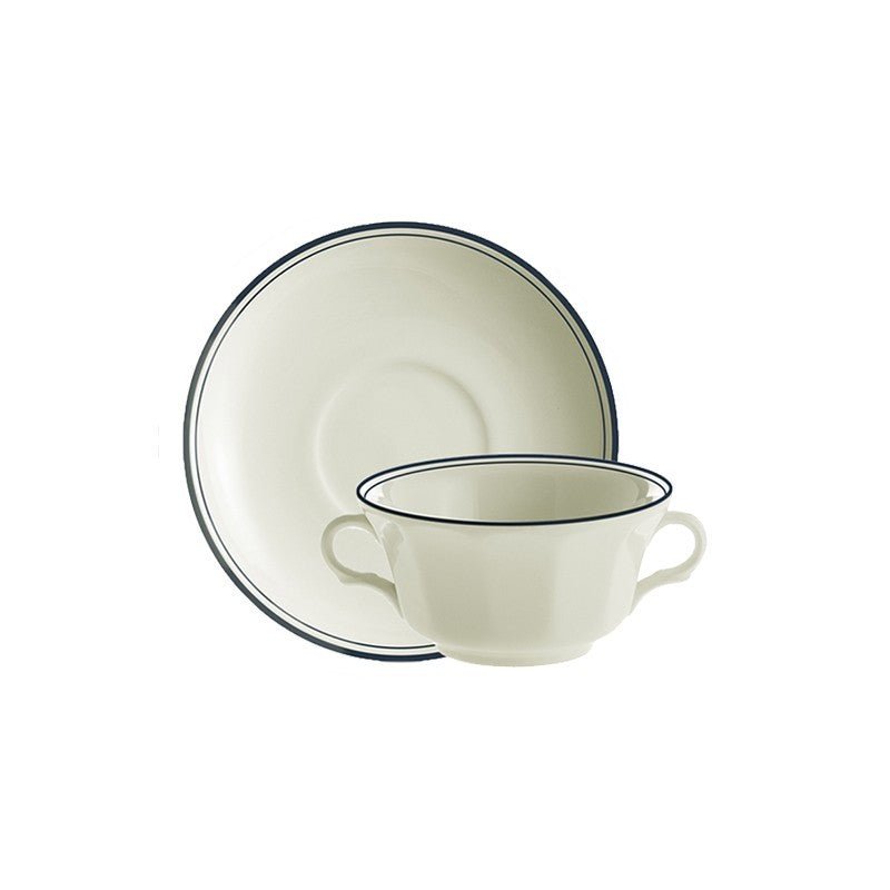 Set de 12 Tazas de Consomé con Platillos La Cartuja Colección Basic Line Blue - #pino_y_jacaranda#