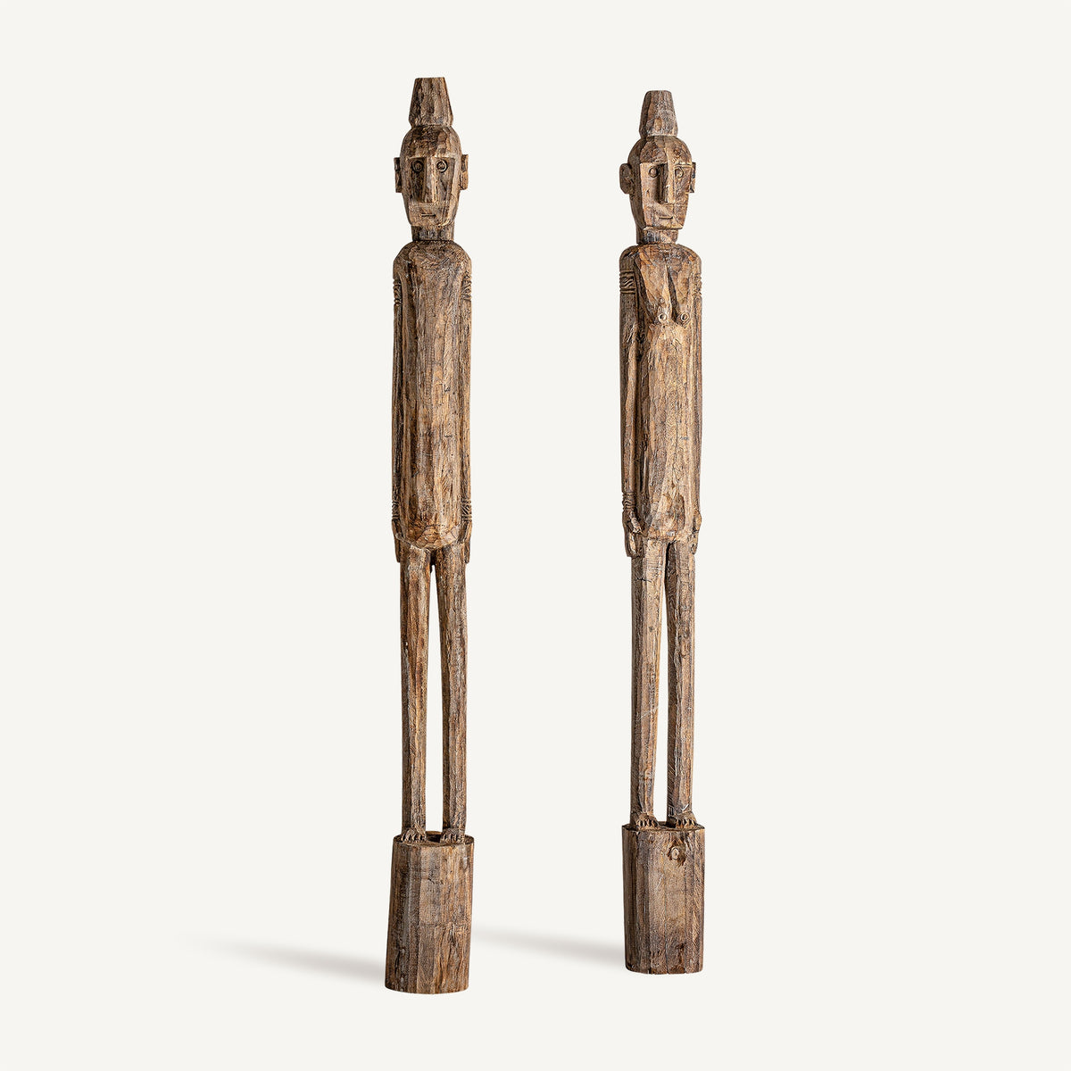 Set de 2 esculturas de madera de teka Samos