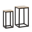 Set de 2 mesas auxiliares de madera y mármol Metsovo