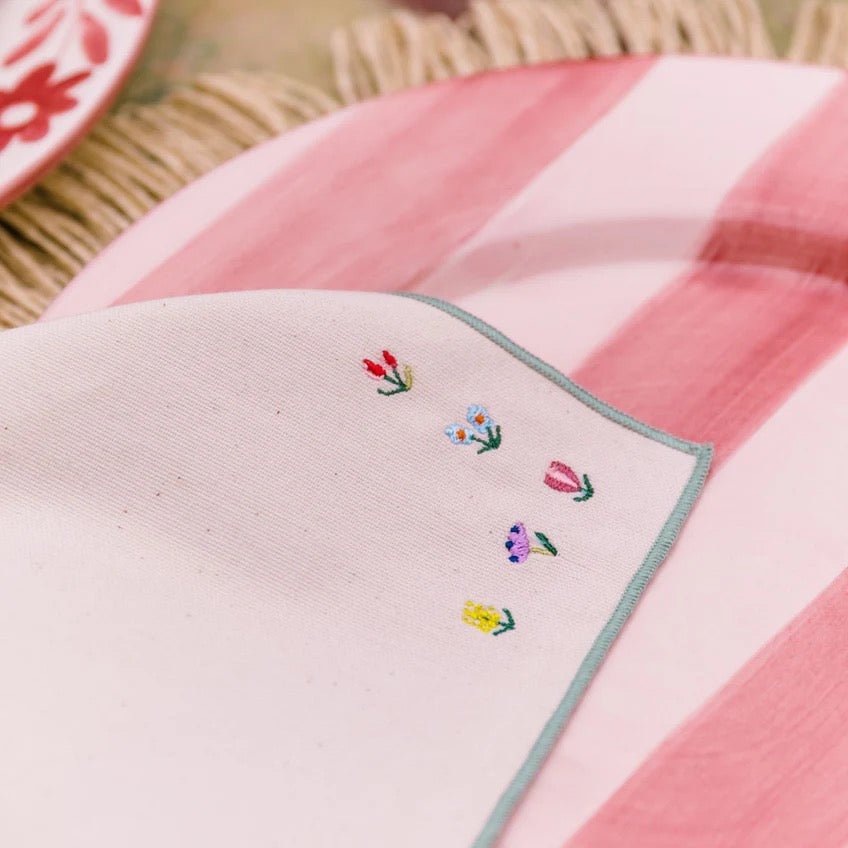 Set de 2 Servilletas Bordado Flores - pino_y_jacaranda