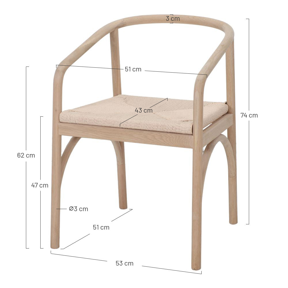 Set de 2 sillas con brazos de roble Denebola