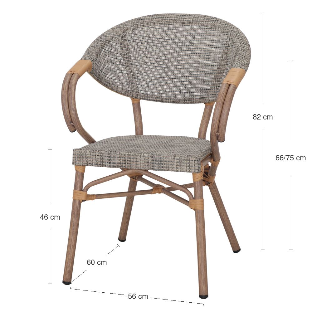Set de 2 sillas de exterior con brazos de textilene Kochab
