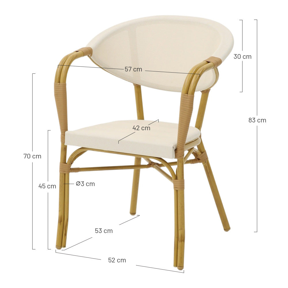 Set de 2 sillas de exterior de aluminio con brazos Alhena