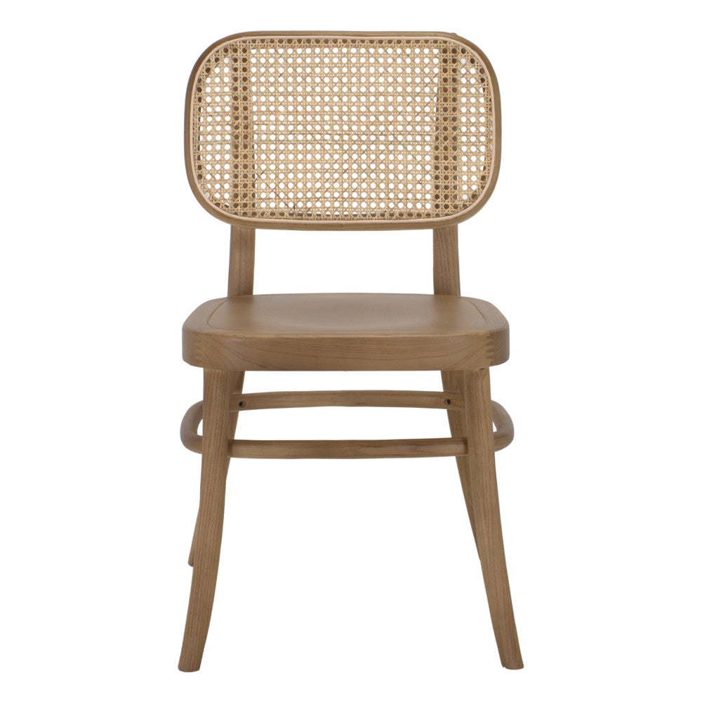 Set de 2 sillas de madera de olmo y rejilla Heitor