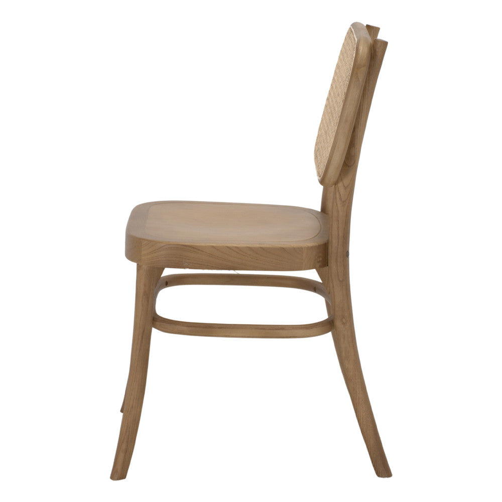 Set de 2 sillas de madera de olmo y rejilla Heitor