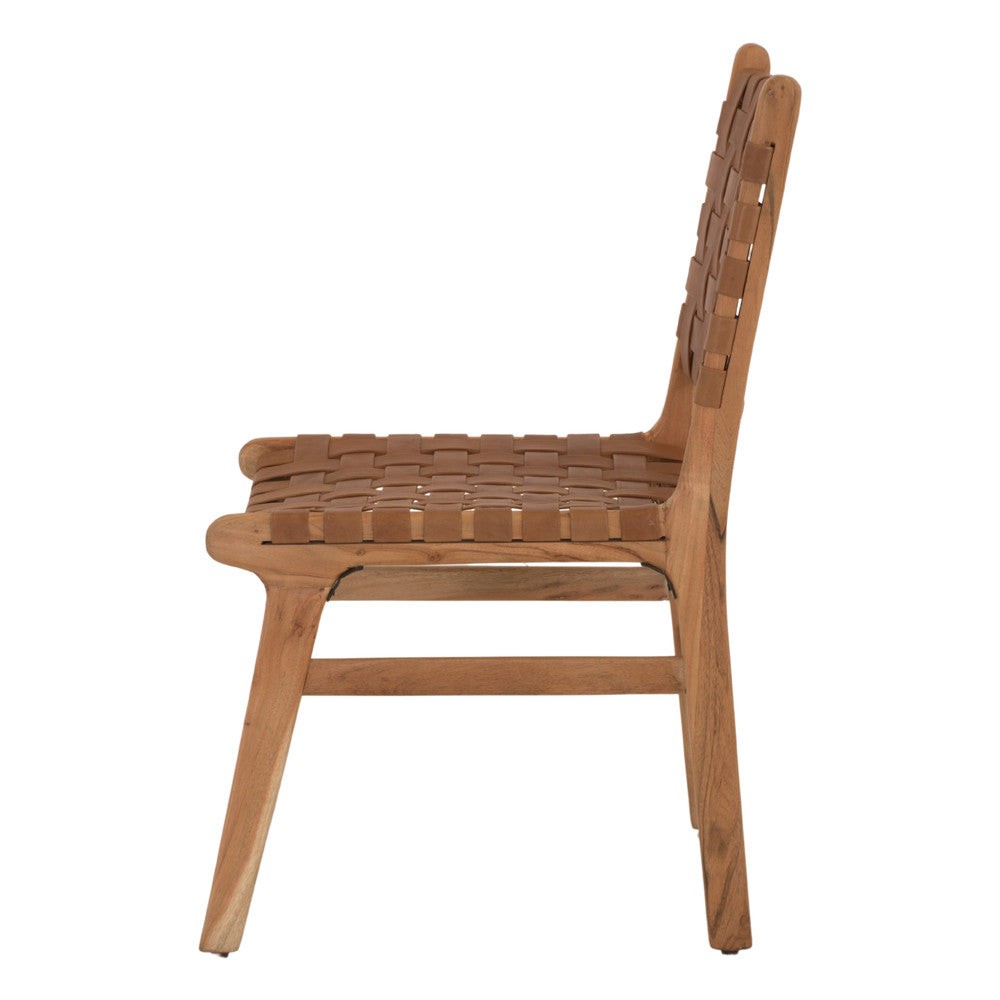 Set de 2 sillas de madera y piel trenzada Canopus