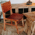 Set de 2 sillas de madera y piel trenzada Canopus