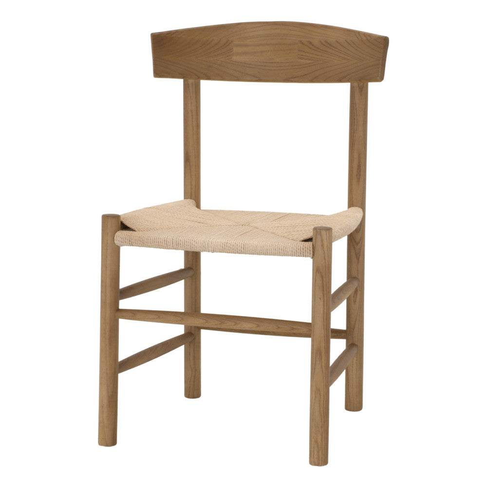 Set de 2 sillas de olmo con asiento de cuerda Ornella