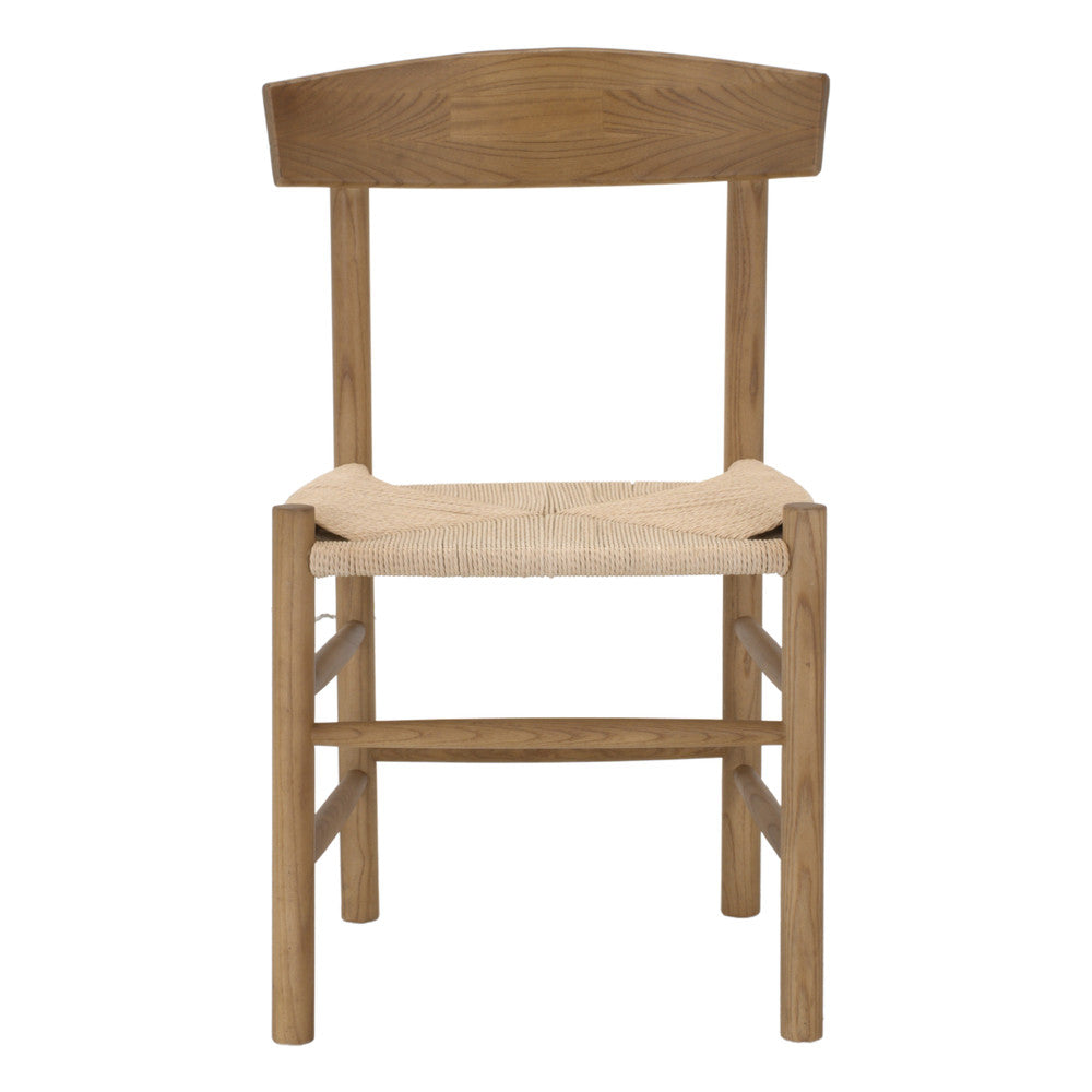 Set de 2 sillas de olmo con asiento de cuerda Ornella