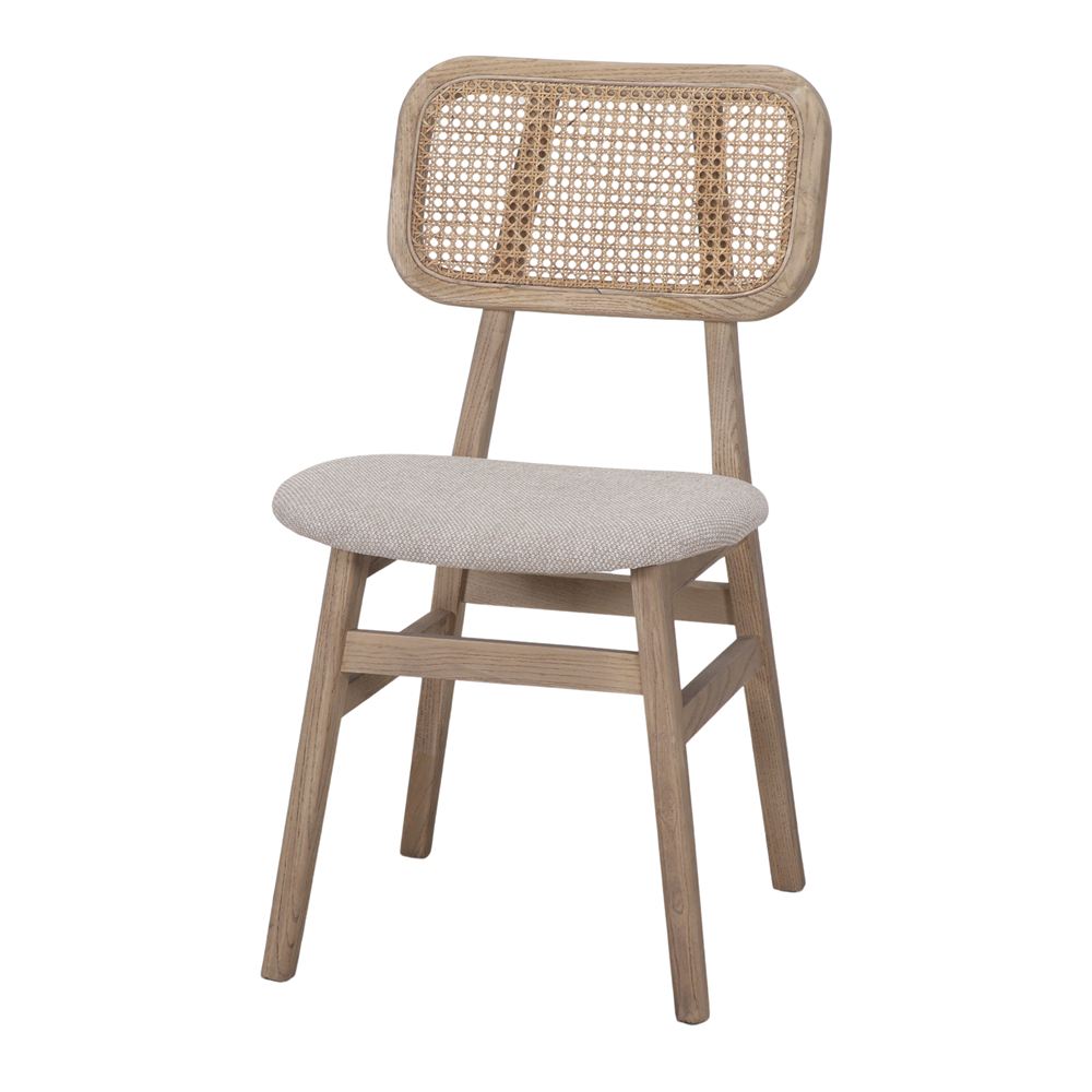 Set de 2 sillas de olmo con asiento tapizados Gomeisa