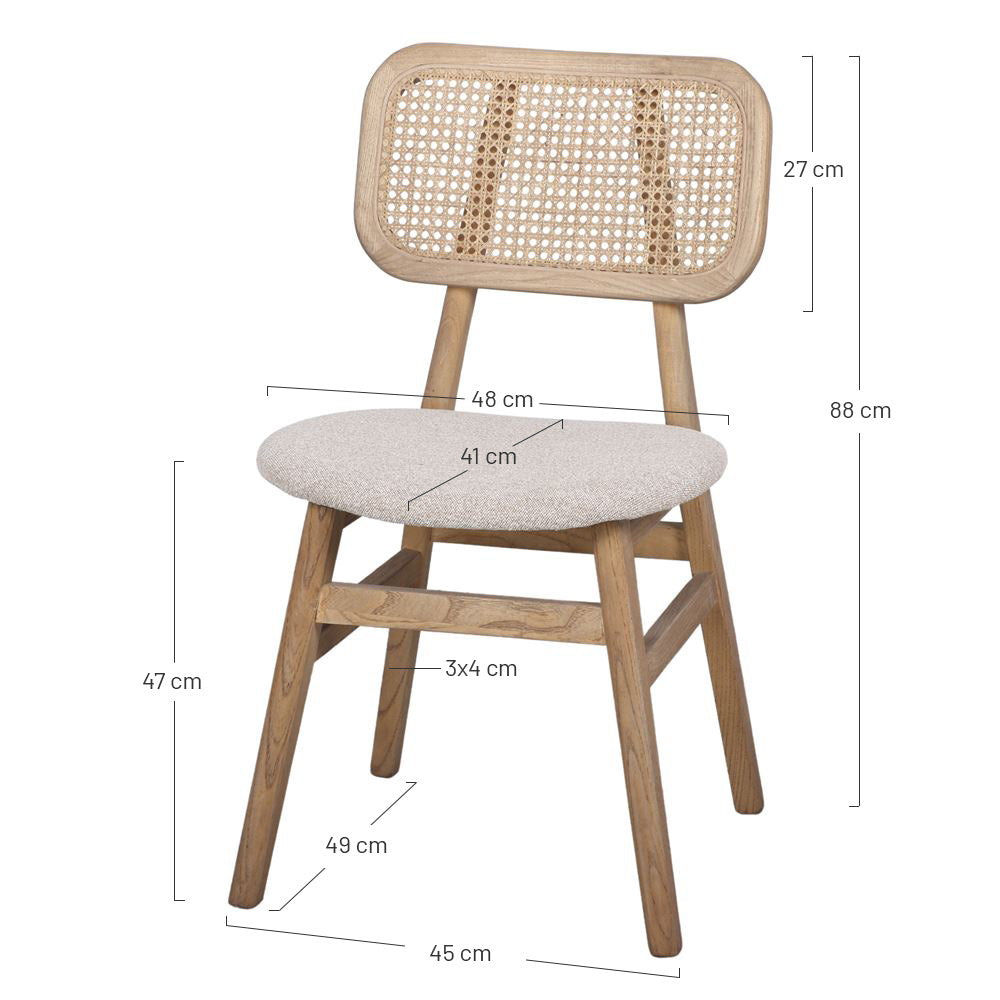 Set de 2 sillas de olmo con asiento tapizados Gomeisa