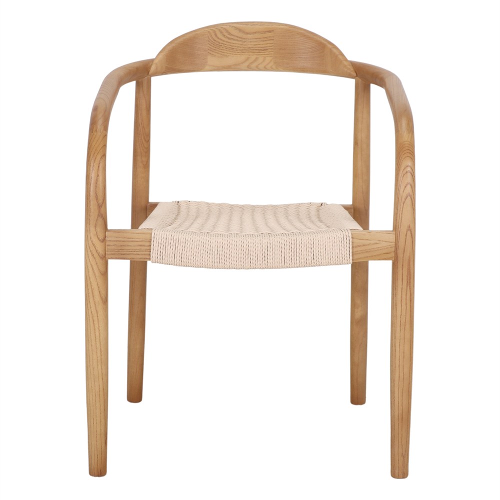 Set de 2 sillas de olmo con brazos y asiento de cuerda Elias