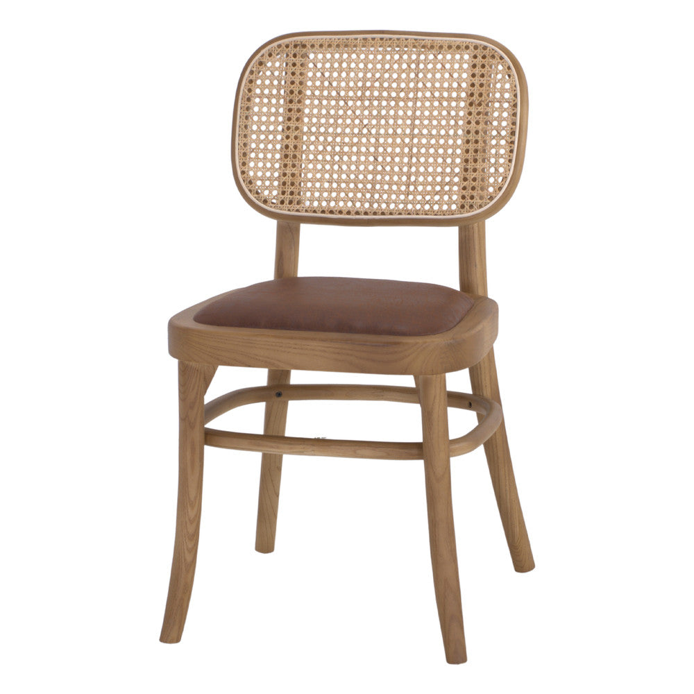 Set de 2 sillas de olmo con respaldo de rejilla Vitor