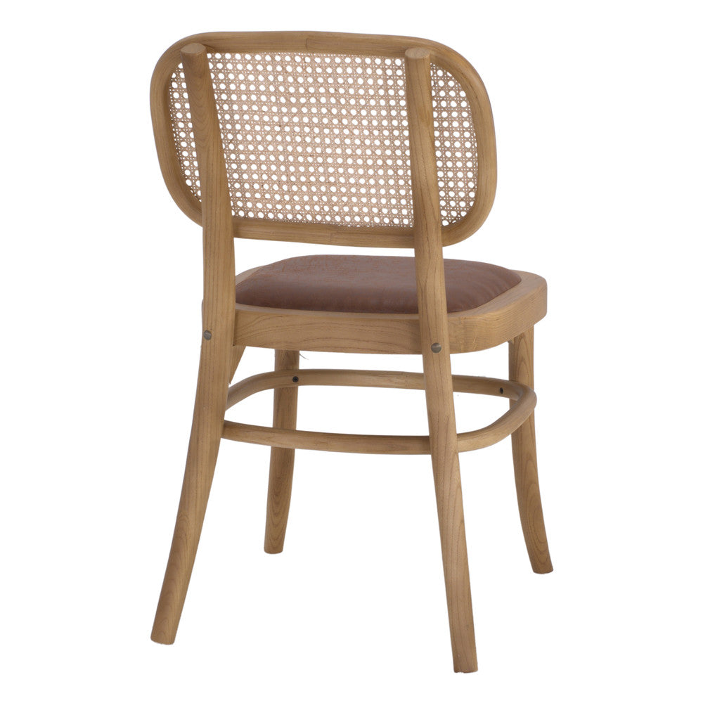 Set de 2 sillas de olmo con respaldo de rejilla Vitor