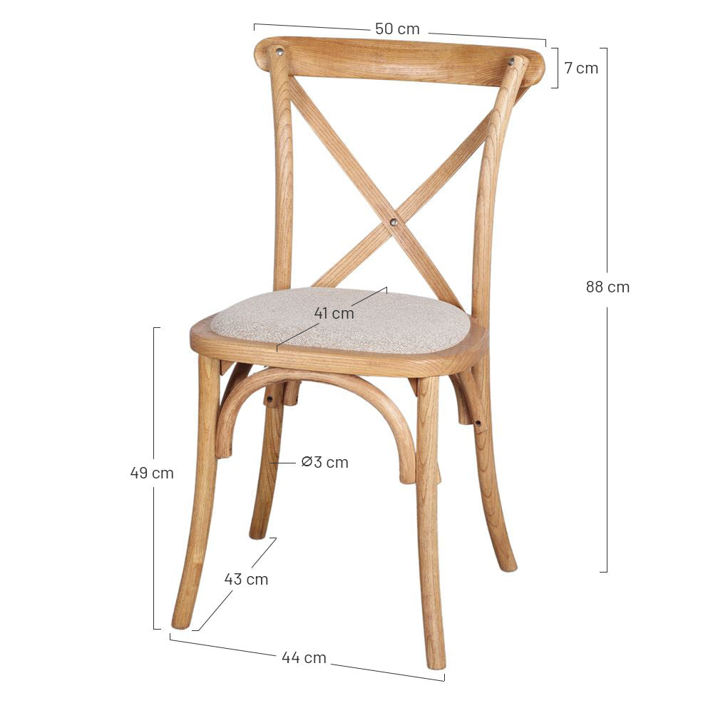 Set de 2 sillas de olmo curvado tapizadas Richard