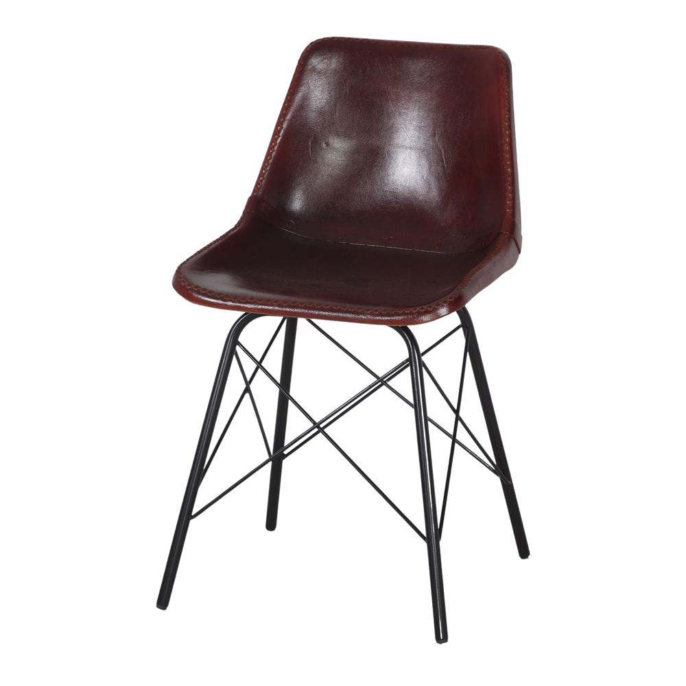 Set de 2 sillas de piel marrón oscuro Luara